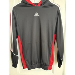 Adidas Medium Black Red With Stripes Pullover Hoodie 2010 Era Climalite